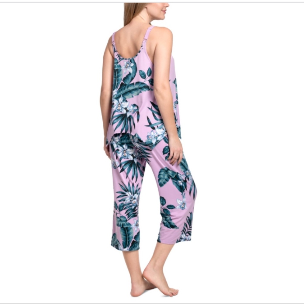 Linea Donatella Women's Rhadna Cropped Pant Pajama Set - Pink Floral - Picture 4 of 4
